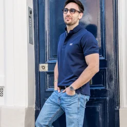 LodinG Polos*Polo col Mao 100 % coton bleu